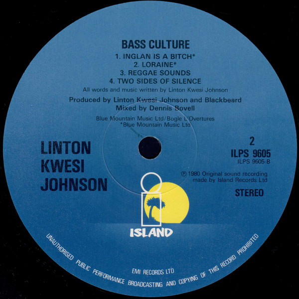 Linton Kwesi Johnson - Bass Culture | Island Records (ILPS 9605) - 4 Linton Kwesi Johnson - Bass Culture | Island Records (ILPS 9605) - 4
