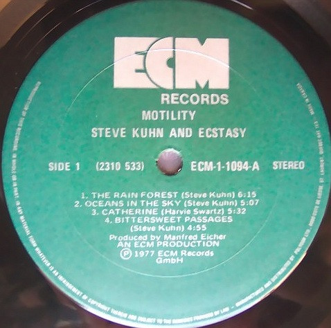 Steve Kuhn And Ecstasy - Motility [Vinyl] | ECM Records (ECM-1-1094) - 3