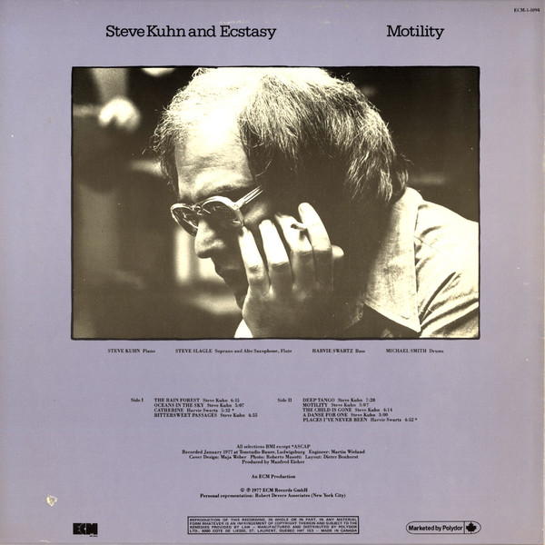 Steve Kuhn And Ecstasy - Motility [Vinyl] | ECM Records (ECM-1-1094) - 2