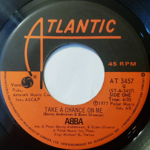 ABBA - Take A Chance On Me | Atlantic (AT 3457) - main