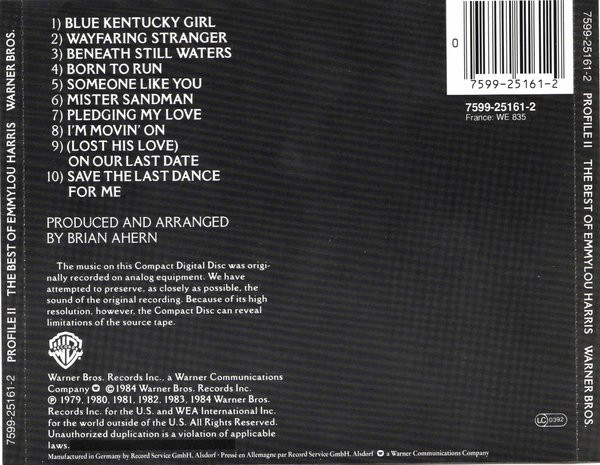 Emmylou Harris - Profile II: The Best Of Emmylou Harris | Warner Bros. Records (7599-25161-2) - 2 Emmylou Harris - Profile II: The Best Of Emmylou Harris | Warner Bros. Records (7599-25161-2) - 2
