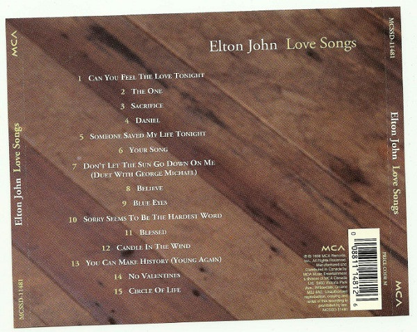 Elton John - Love Songs [CD] | MCA Records (MCSSD-11481) - 3