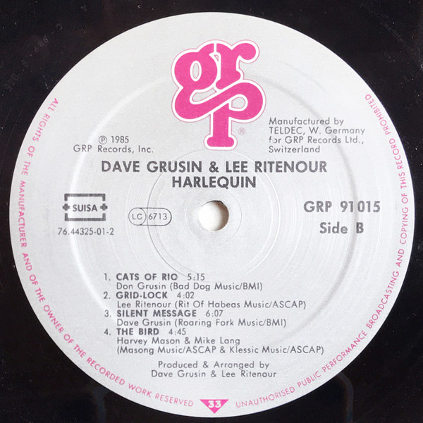 Dave Grusin & Lee Ritenour - Harlequin | GRP (GRP 91015) - 2 Dave Grusin & Lee Ritenour - Harlequin | GRP (GRP 91015) - 2