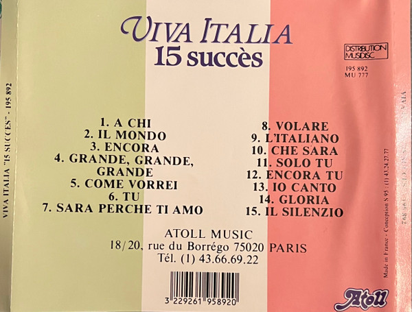 Various - Viva Italia, 15 Succès | Atoll Music (195 894) - 2