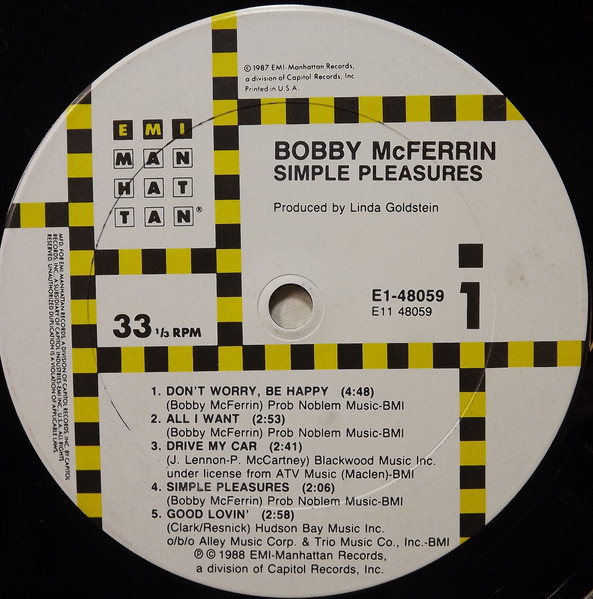 Bobby McFerrin - Simple Pleasures [Vinyl] | EMI-Manhattan Records (E1-48059) - 4