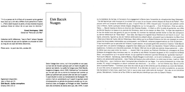Elek Bacsik - Nuages | Gitanes Jazz Productions (016 756-2) - 4
