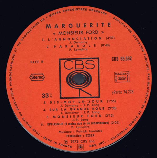 Marguerite - Mr. Ford | CBS (65592) - 4 Marguerite - Mr. Ford | CBS (65592) - 4