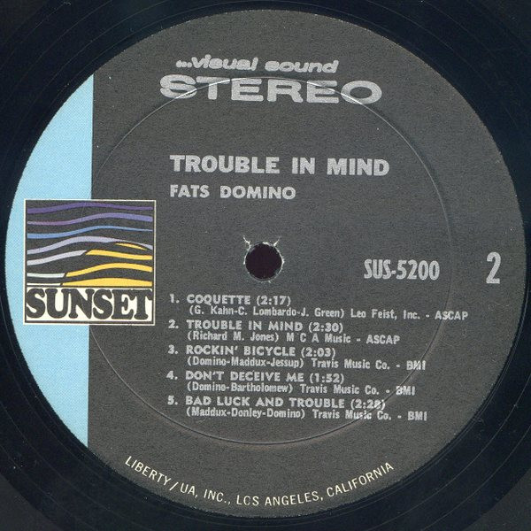 Fats Domino - Trouble In Mind | Sunset Records (SUS-5200) - 4