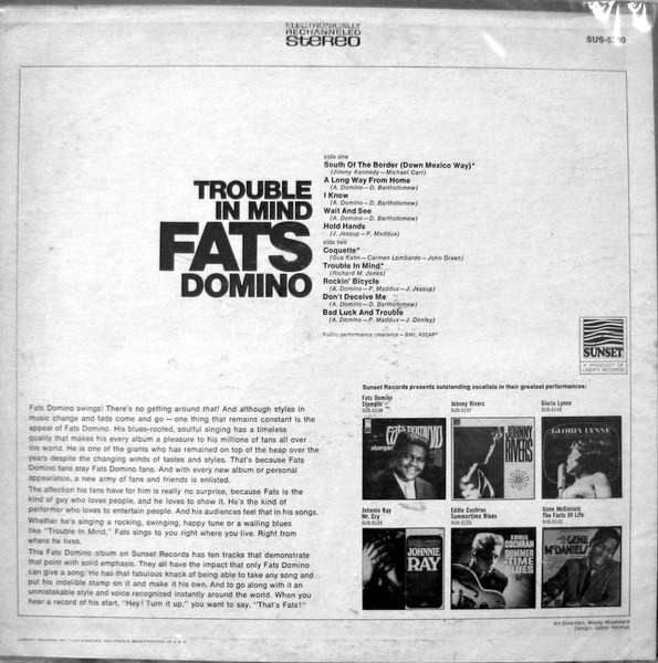 Fats Domino - Trouble In Mind | Sunset Records (SUS-5200) - 2