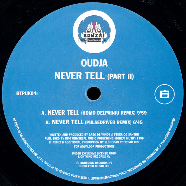 Oudja - Never Tell II | Bonzai Trance Progressive UK (BTPUK04r)
