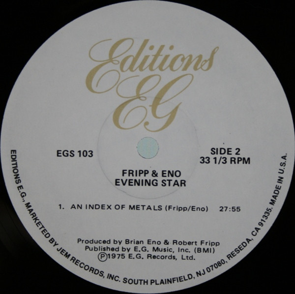 Fripp & Eno - Evening Star | Editions EG (EGS 103) - 4 Fripp & Eno - Evening Star | Editions EG (EGS 103) - 4