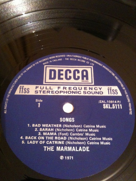 The Marmalade - Songs | Decca (SKL 5111) - 3