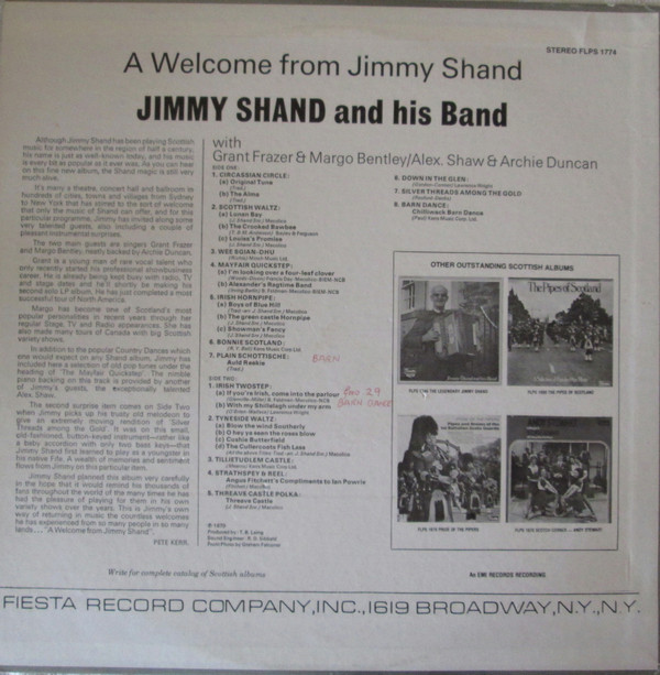 Jimmy Shand and his band , with Grant Frazer & Margo Bentley / Alex Shaw & Archie Duncan - A Welcome From Jimmy Shand | Fiesta (FLPS 1774) - 2