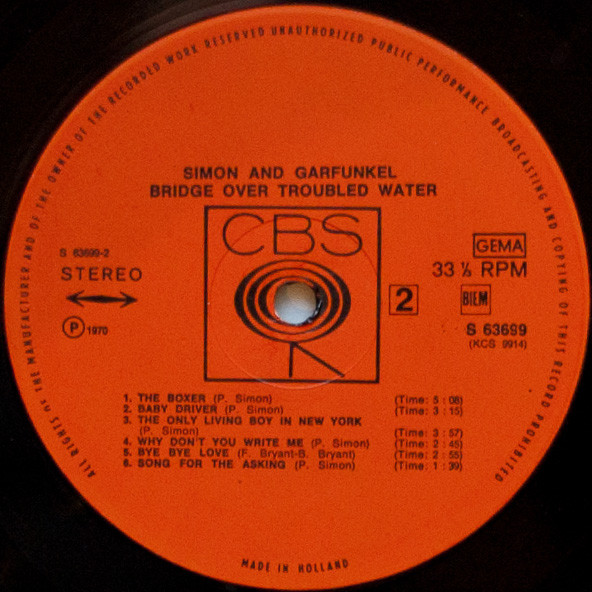 Simon & Garfunkel - Bridge Over Troubled Water | CBS (S 63699) - 3