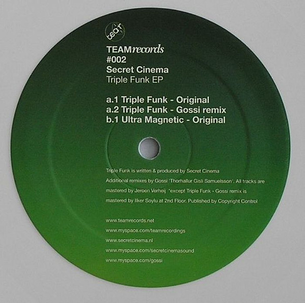 Secret Cinema - Triple Funk EP | Team Records (TEAM#002) - 3