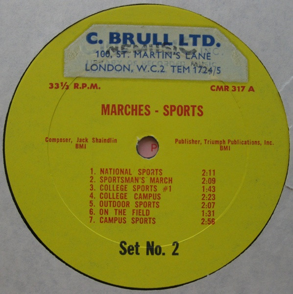 Jack Shaindlin - Marches - Sports / Sports Action | Cinemusic Inc. (CMR 317) - 3 Jack Shaindlin - Marches - Sports / Sports Action | Cinemusic Inc. (CMR 317) - 3