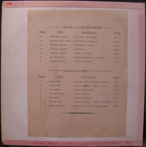 Jack Shaindlin - Marches - Sports / Sports Action | Cinemusic Inc. (CMR 317) - 2 Jack Shaindlin - Marches - Sports / Sports Action | Cinemusic Inc. (CMR 317) - 2