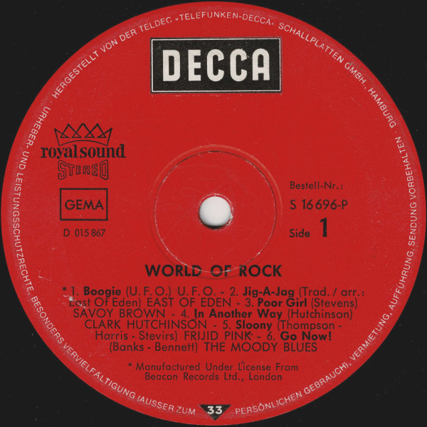 Various - The World Of Rock | Decca (S 16 696-P) - 3