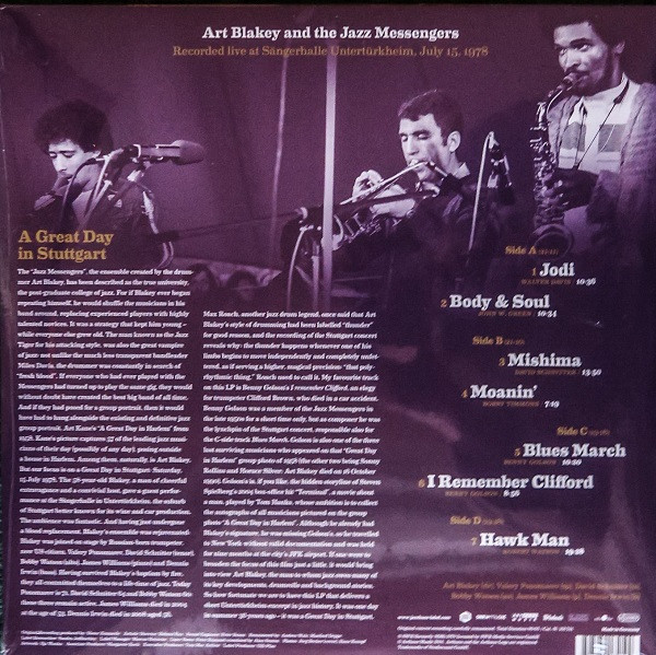 Art Blakey & The Jazz Messengers - Sängerhalle Untertürkheim July 15, 1978 | Jazzhaus (101 741) - 2