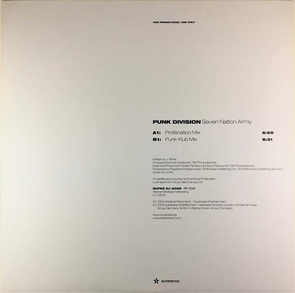 Punk Division - Seven Nation Army | Superstar Recordings (SUPER DJ 2098) - 2