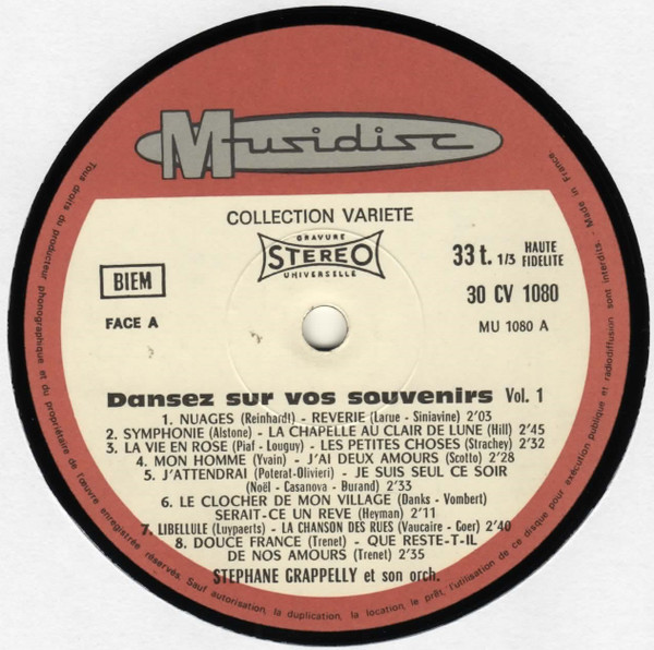 Stephane Grappelly Et Son Orchestre - Dansez Sur Vos Souvenirs Vol. 1 | Musidisc (30 CV 1080) - 3 Stephane Grappelly Et Son Orchestre - Dansez Sur Vos Souvenirs Vol. 1 | Musidisc (30 CV 1080) - 3