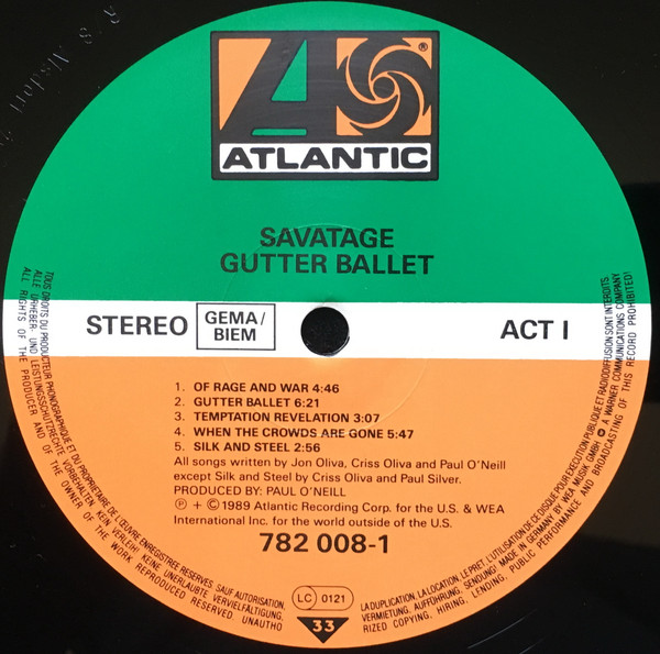 Savatage - Gutter Ballet | Atlantic (782 008-1) - 3
