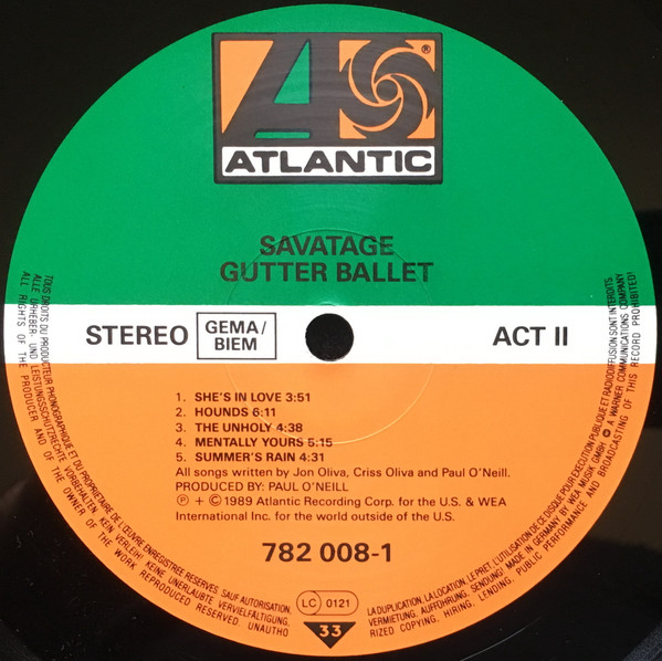 Savatage - Gutter Ballet | Atlantic (782 008-1) - 4