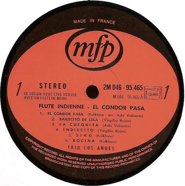 Trio Los Andes - Flûte Indienne - El Condor Pasa | Music For Pleasure (2M 046-95465) - 3 Trio Los Andes - Flûte Indienne - El Condor Pasa | Music For Pleasure (2M 046-95465) - 3