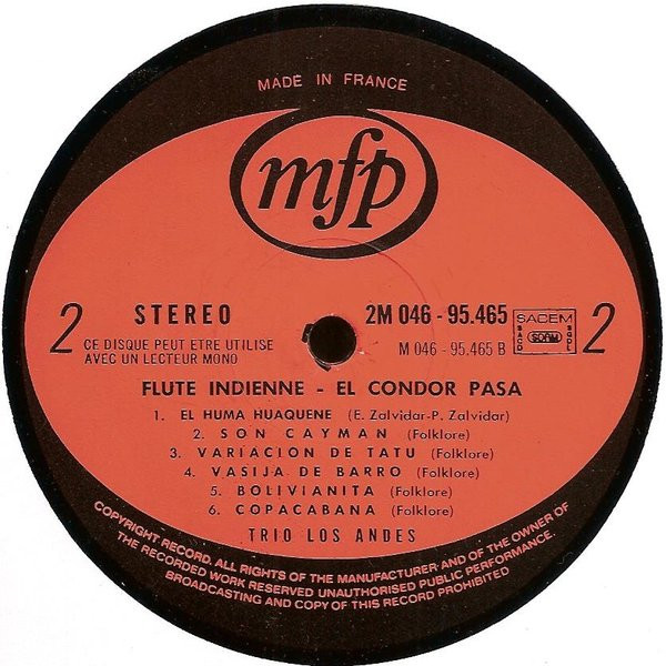 Trio Los Andes - Flûte Indienne - El Condor Pasa | Music For Pleasure (2M 046-95465) - 4 Trio Los Andes - Flûte Indienne - El Condor Pasa | Music For Pleasure (2M 046-95465) - 4