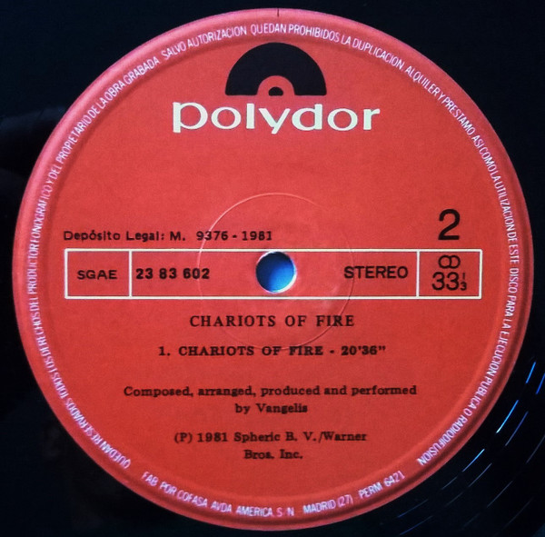 Vangelis - Chariots Of Fire | Polydor (23 83 602) - 4