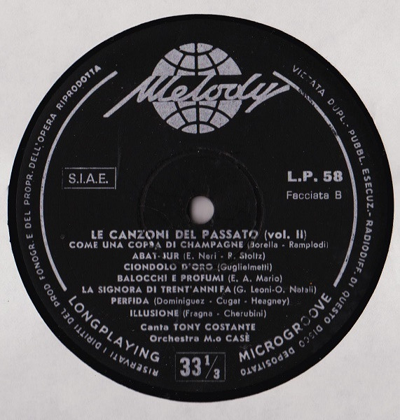 Orchestra Umberto Casè Canta Tony Costante - Le Canzoni Del Passato Volume II | Melody (L.P. 58) - 4