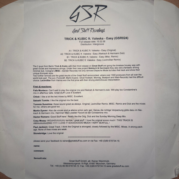 Trick & Kubic feat. Valeska Rautenberg - Easy | Great Stuff Recordings (GSR024) - 3
