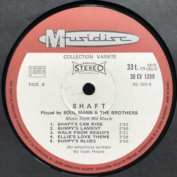 Soul Mann & The Brothers - Shaft Musique du film Les Nuits Rouges De Harlem [Vinyl] | Musidisc (30 CV 1209) - 4