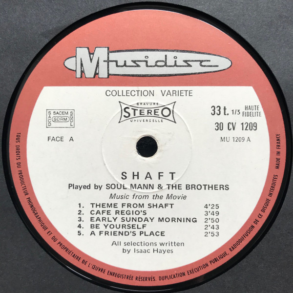 Soul Mann & The Brothers - Shaft Musique du film Les Nuits Rouges De Harlem [Vinyl] | Musidisc (30 CV 1209) - 3