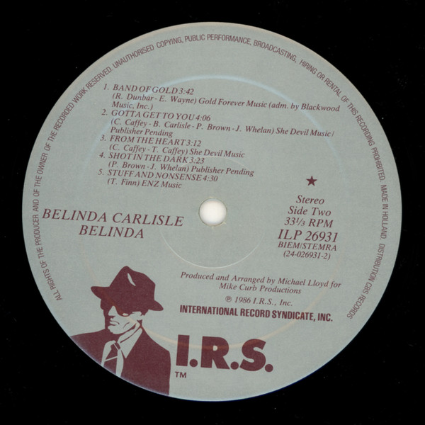 Belinda Carlisle - Belinda | I.R.S. Records (ILP 26931) - 4 Belinda Carlisle - Belinda | I.R.S. Records (ILP 26931) - 4