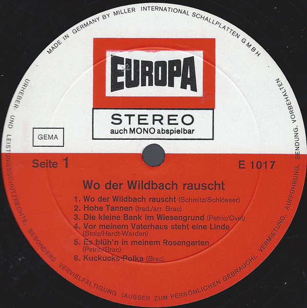 Various - Wo Der Wildbach Rauscht | Europa (E 1017) - 3 Various - Wo Der Wildbach Rauscht | Europa (E 1017) - 3