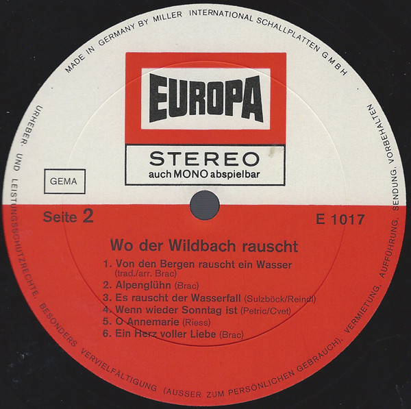 Various - Wo Der Wildbach Rauscht | Europa (E 1017) - 4 Various - Wo Der Wildbach Rauscht | Europa (E 1017) - 4