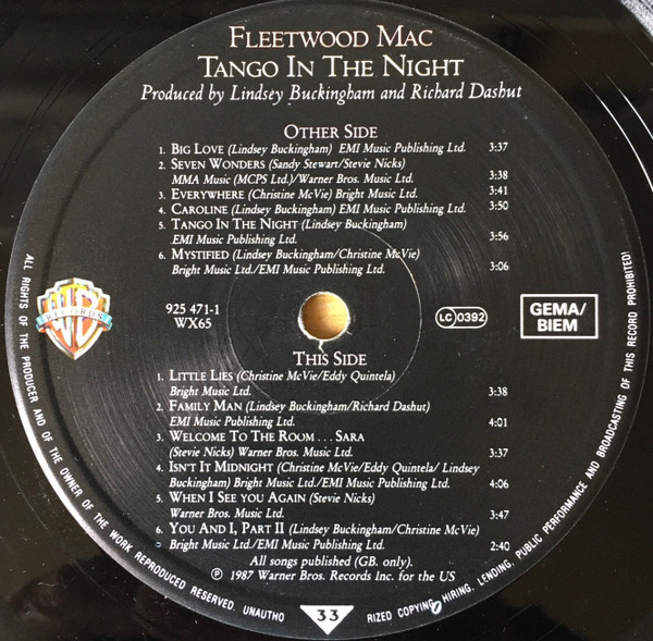 Fleetwood Mac - Tango In The Night | Warner Bros. Records (WX 65) - 4
