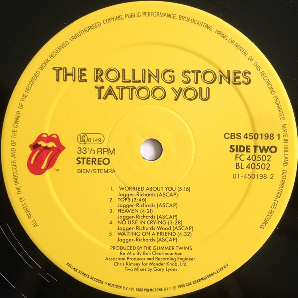 The Rolling Stones - Tattoo You | Rolling Stones Records (CBS 450198 1) - 4