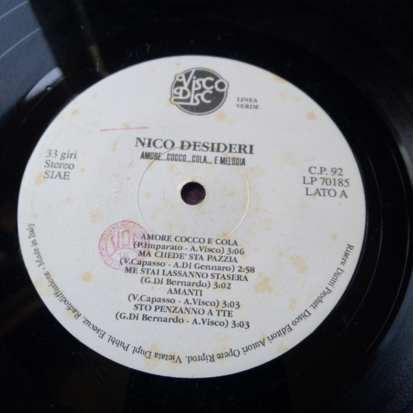 Nico Desideri - Amore...Cocco...Cola...E Melodia | Visco Disc (LP 70185) - 3