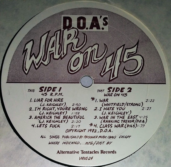 D.O.A. - War On 45 | Alternative Tentacles (VIRUS 24) - 3