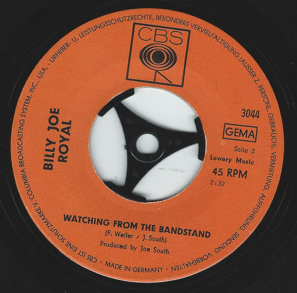 Billy Joe Royal - Hush / Watching From The Bandstand | CBS (3044) - 4 Billy Joe Royal - Hush / Watching From The Bandstand | CBS (3044) - 4