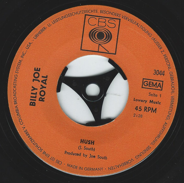 Billy Joe Royal - Hush / Watching From The Bandstand | CBS (3044) - 3 Billy Joe Royal - Hush / Watching From The Bandstand | CBS (3044) - 3