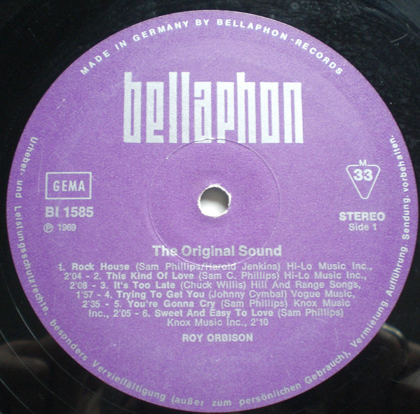Roy Orbison - The Original Sound | Bellaphon (BI 1585) - 3 Roy Orbison - The Original Sound | Bellaphon (BI 1585) - 3