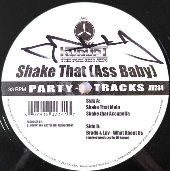 DJ Kurupt - Shake That (Ass Baby) | AV8 Records (AV234) - main DJ Kurupt - Shake That (Ass Baby) | AV8 Records (AV234) - main