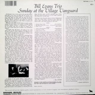 The Bill Evans Trio Featuring Scott LaFaro - Sunday At The Village Vanguard | Riverside Records (RLP 9376) - 2