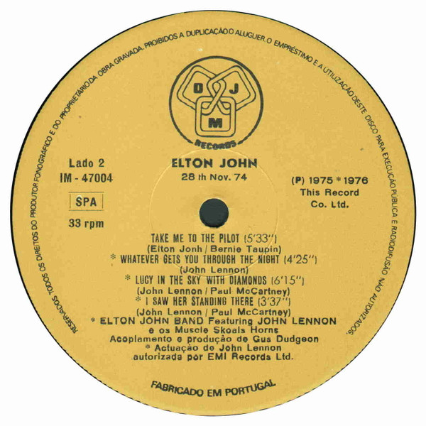 Elton John Band Featuring John Lennon And Muscle Shoals Horns - Elton John Band Featuring John Lennon And The Muscle Shoals Horns | Imavox (IM 47004) - 4