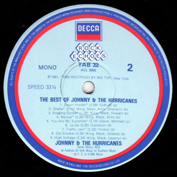 Johnny And The Hurricanes - The Best Of | London Records (TAB32) - 4