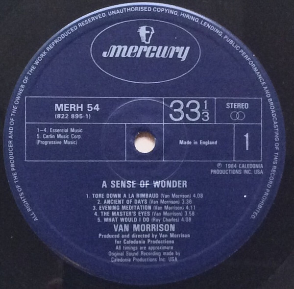 Van Morrison - A Sense Of Wonder | Mercury (MERH 54) - 2