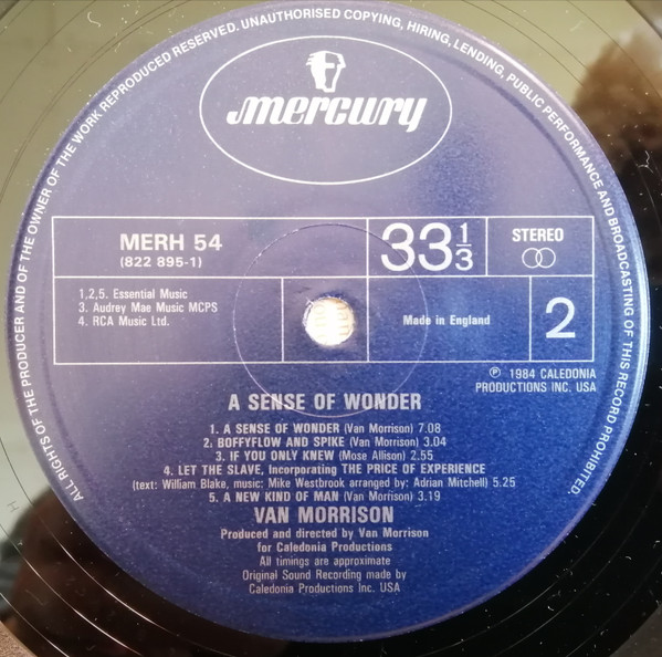 Van Morrison - A Sense Of Wonder | Mercury (MERH 54) - 3